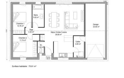 Image du modèle de maison PLAN SITE INTERNET LINA 76m²