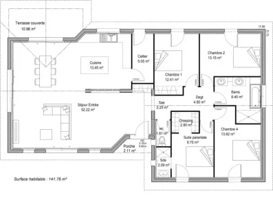 Image du modèle de maison PLAN SITE INTERNET STELLA 142