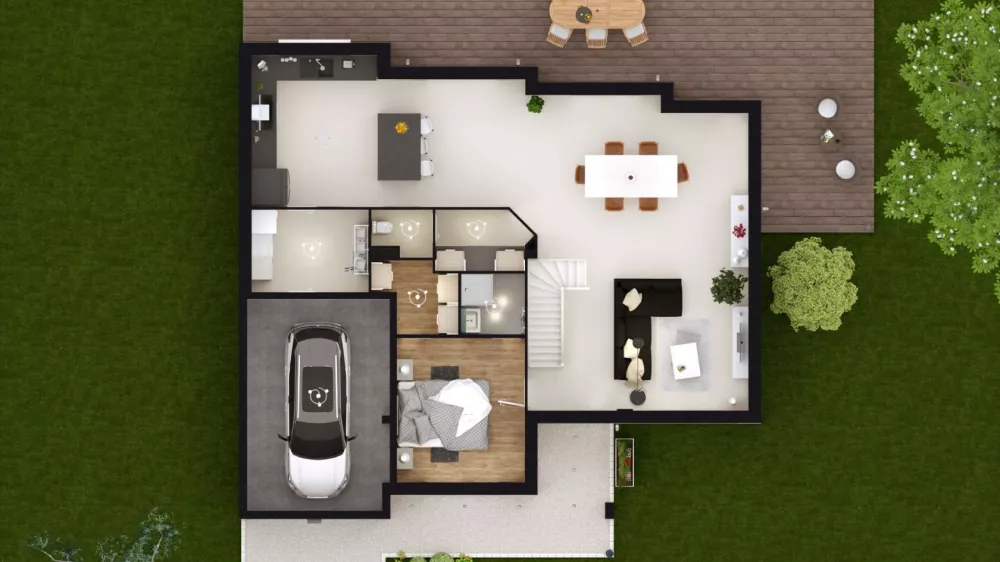 Image du modèle de maison BETULA 4G-180 - DESSUS RDC
