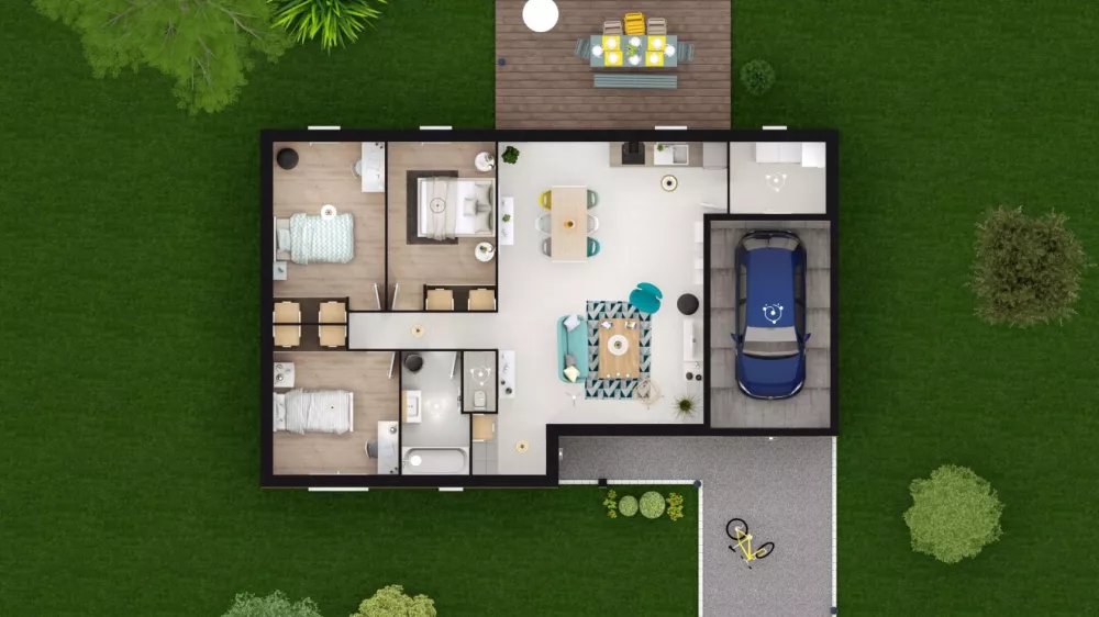 Image du modèle de maison IXORA 3G-88 - DESSUS RDC