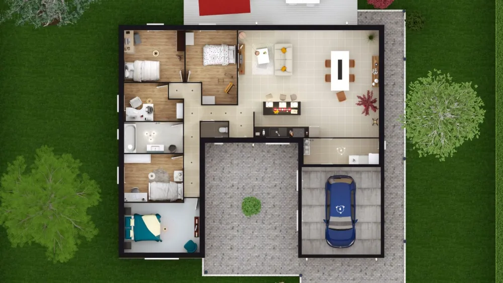 Image du modèle de maison MAHONIA 4G-126 - DESSUS RDC