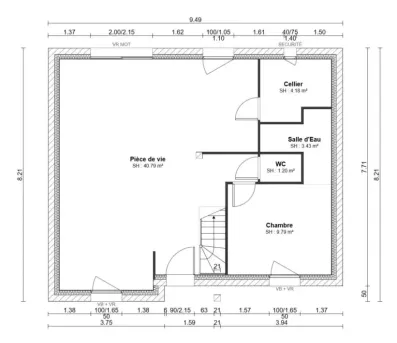 Image du modèle de maison plan rdc access 98