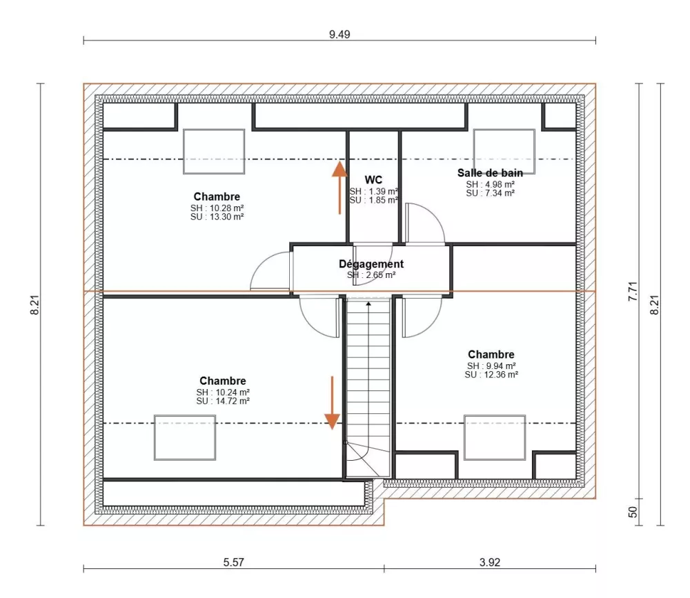 Image du modèle de maison plan rdc étage access 98