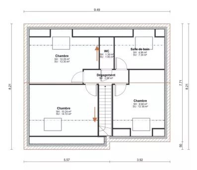Image du modèle de maison plan rdc étage access 98
