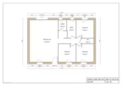 Image du modèle de maison ACCESS 1 BASE 78M² 3CH - 2024−01−04T1049 - 1_50 - A3