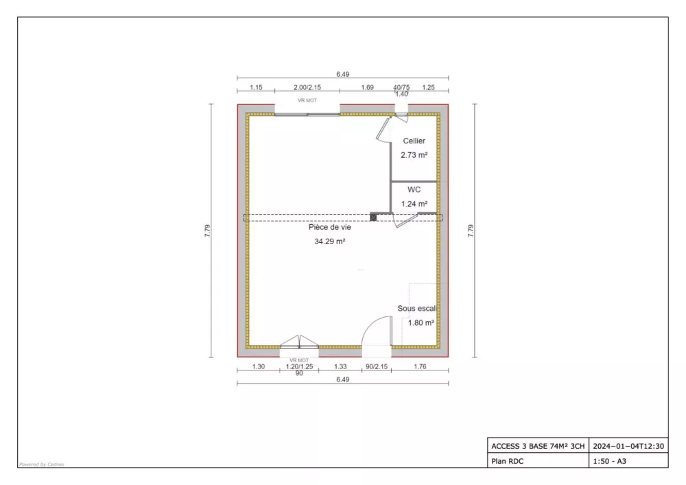 Image du modèle de maison ACCESS 3 BASE 74M² 3CH - RDC