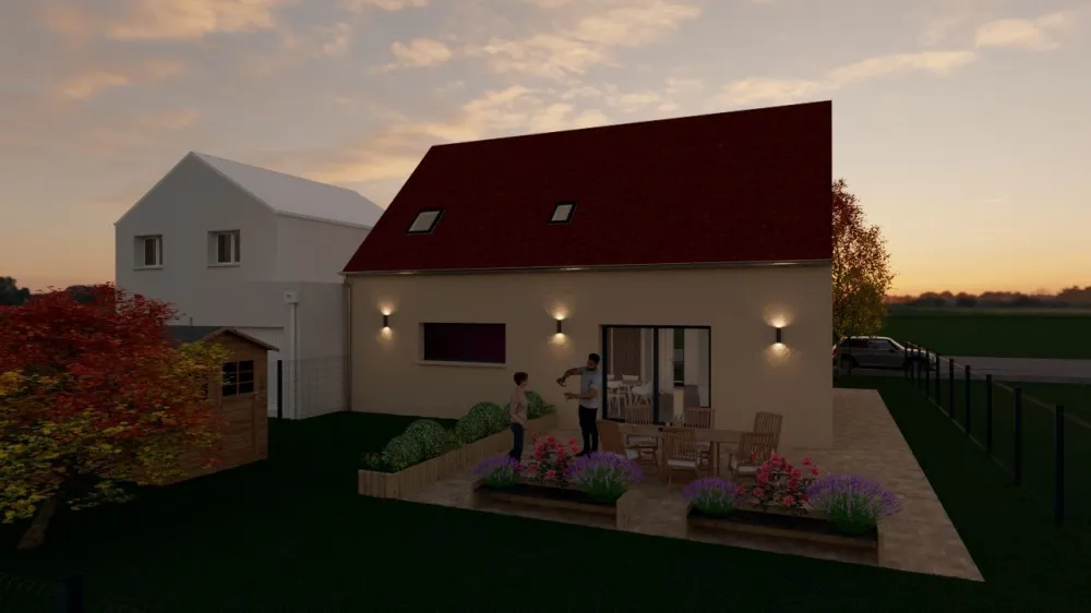 Image du modèle de maison BOISSISE TULIPA 3G-95 GI OCRE BEIGE ARRIERE NUIT