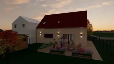 Image du modèle de maison BOISSISE TULIPA 3G-95 GI OCRE BEIGE ARRIERE NUIT