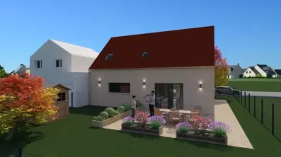 Image du modèle de maison BOISSISE TULIPA 3G-95 GI OCRE BEIGE ARRIERE JOUR