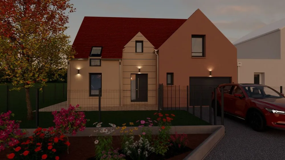 Image du modèle de maison BOISSISE TULIPA 3G-95 GI OCRE BEIGE AVANT NUIT