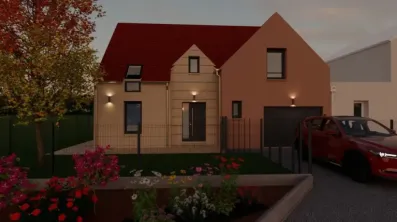 Image du modèle de maison BOISSISE TULIPA 3G-95 GI OCRE BEIGE AVANT NUIT