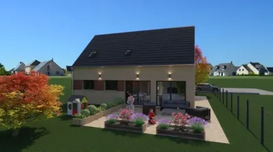Image du modèle de maison BOISSISE TULIPA 4 CH 110 M2 GI ANTHRACITE ARRIERE JOUR