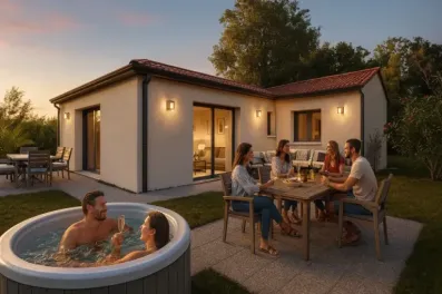 Image du modèle de maison arriere nuit