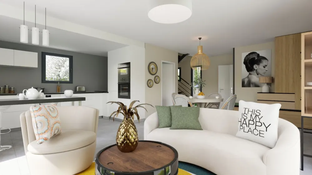 Image du modèle de maison vue interieure  sejour