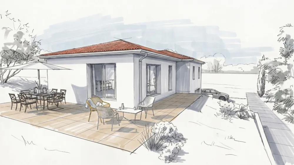 Image du modèle de maison Façade Ouest SOUS SOL