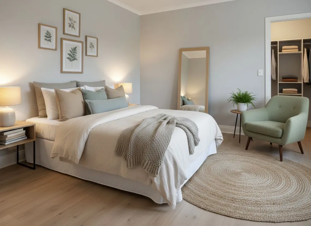 Image du modèle de maison Firefly_Gemini Flash_Genere une chambre de maison rangé vu sur le lit on doit pas voir les fenetre elle d 677189