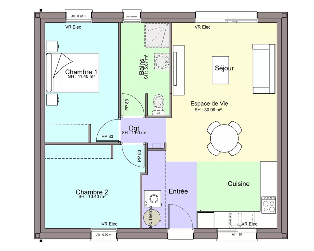 Image du modèle de maison DUO RDC sans cotes