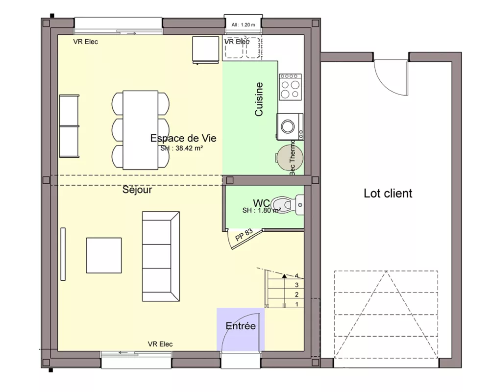 Image du modèle de maison EMERAUDE RDC sans cotes
