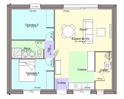 Image du modèle de maison FLEURIE RDC sans cotes