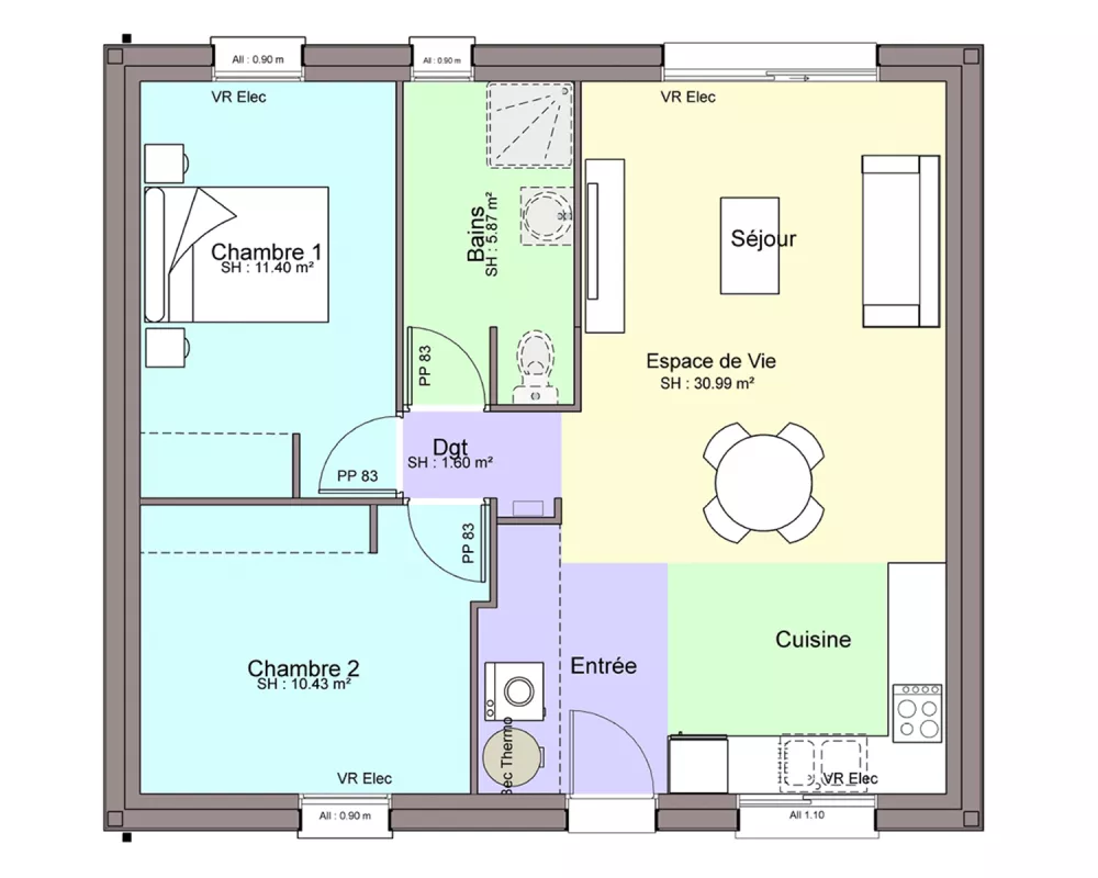 Image du modèle de maison REVEA ONE RDC sans cotes