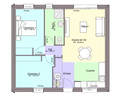 Image du modèle de maison REVEA ONE RDC sans cotes