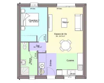 Image du modèle de maison UNO RDC sans cotes