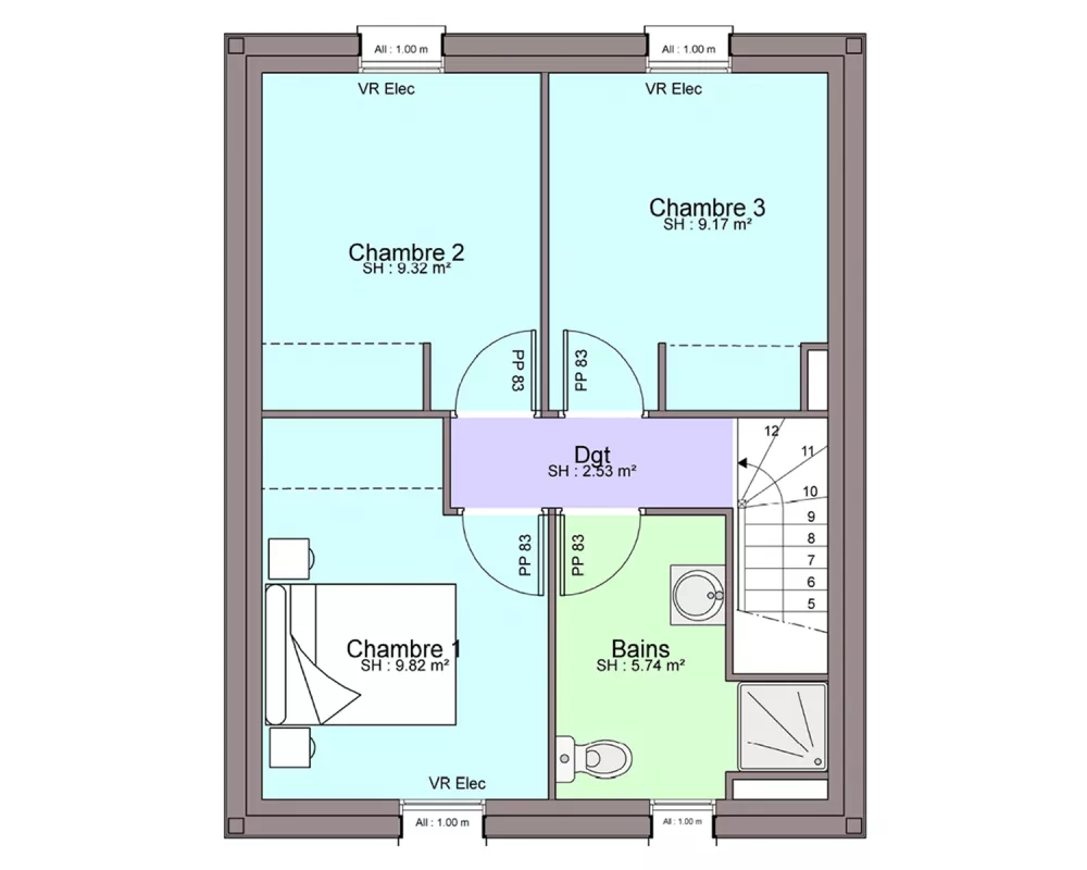 Image du modèle de maison PLAN ETAGE EMERAUDE 2 sans cotes