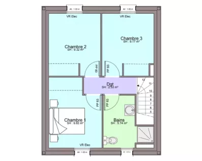 Image du modèle de maison PLAN ETAGE EMERAUDE 2 sans cotes