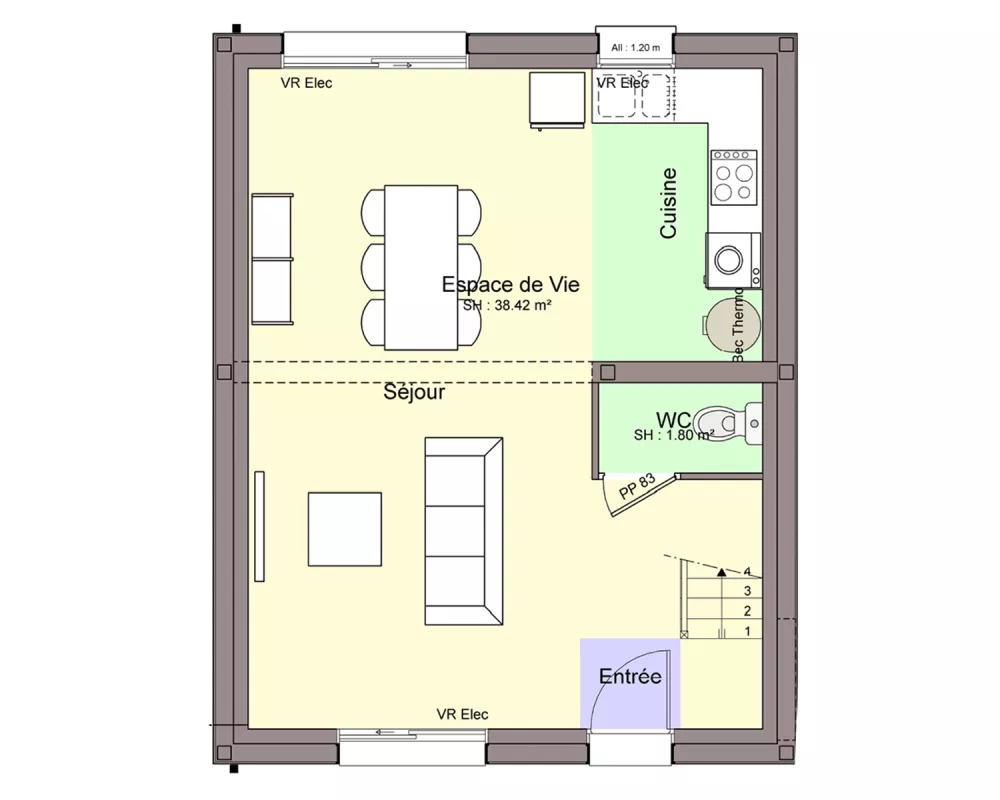 Image du modèle de maison PLAN RDC EMERAUDE 2 sans cotes