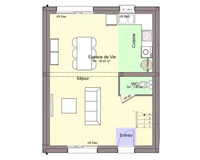 Image du modèle de maison PLAN RDC EMERAUDE 2 sans cotes