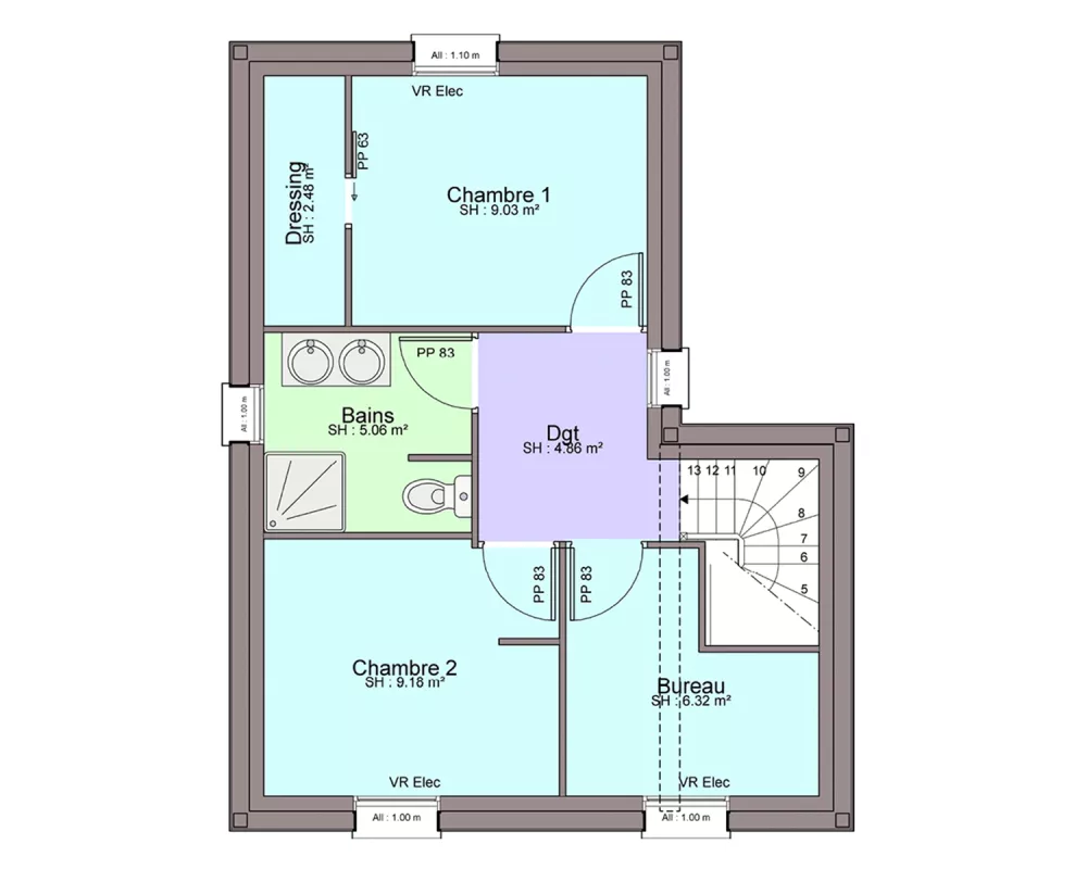 Image du modèle de maison PLAN ETAGE JADE 2 sans cotes