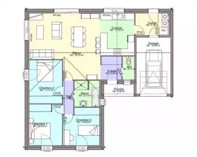 Image du modèle de maison FUSCHIA 3CH94 A-plan sans côtes