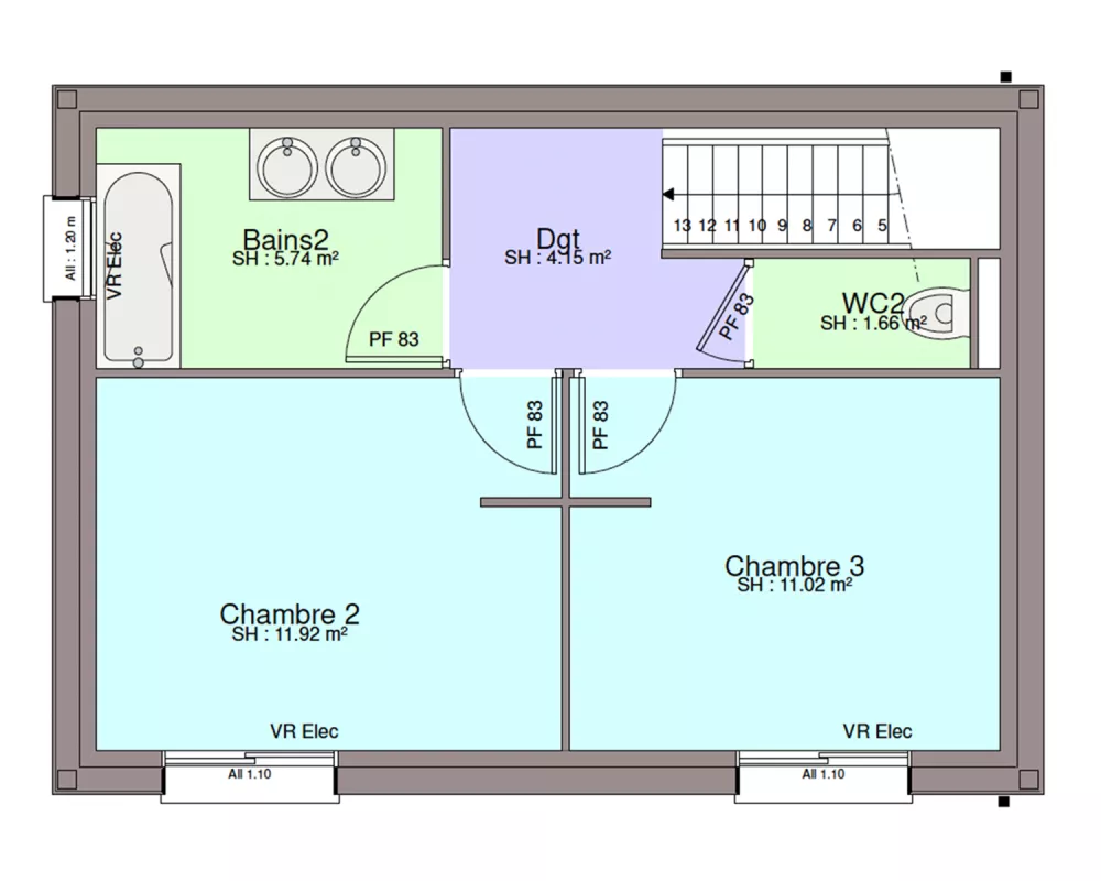 Image du modèle de maison PLAN ETAGE-sans cotes