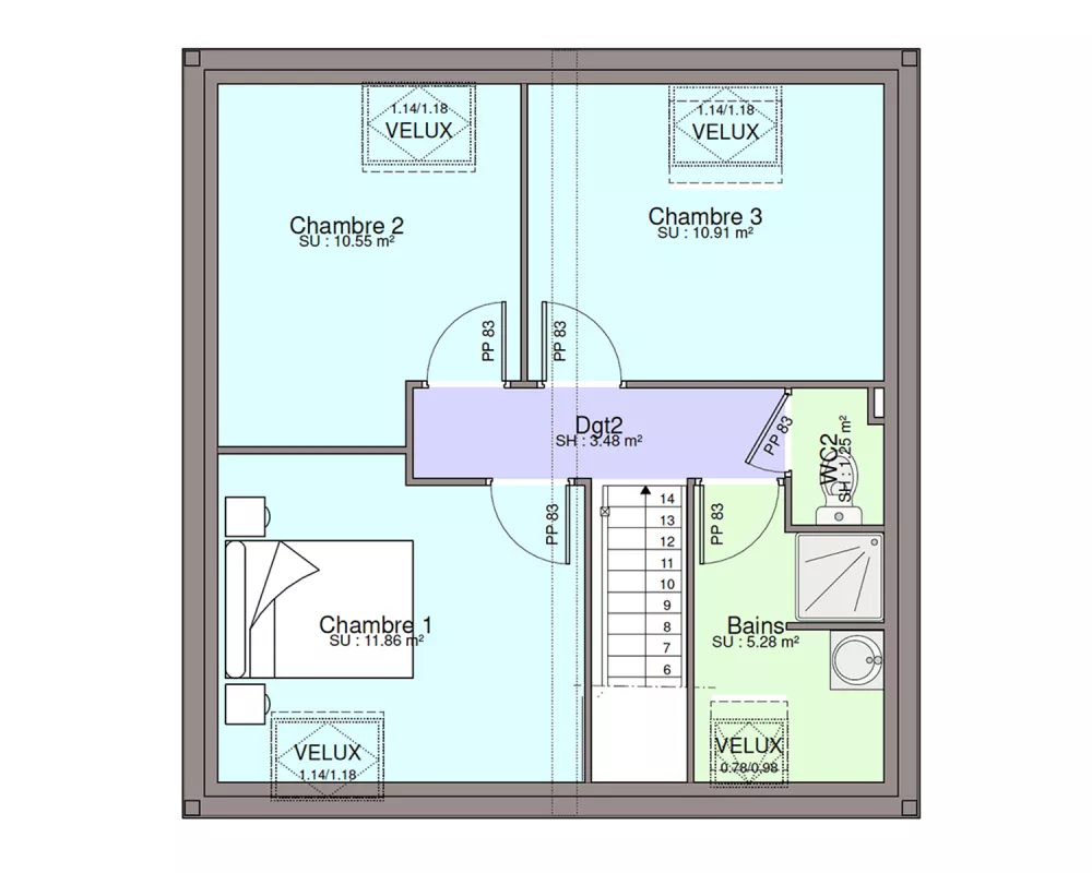 Image du modèle de maison PLAN ETAGE-sans cotes