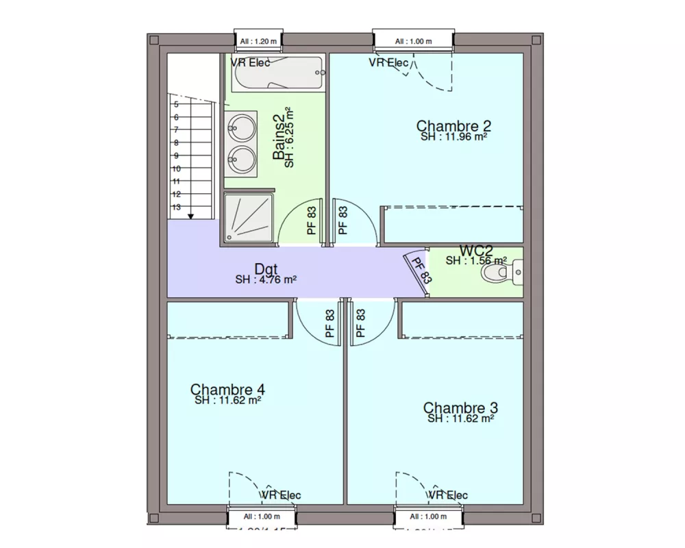Image du modèle de maison PLAN ETAGE-sans cotes