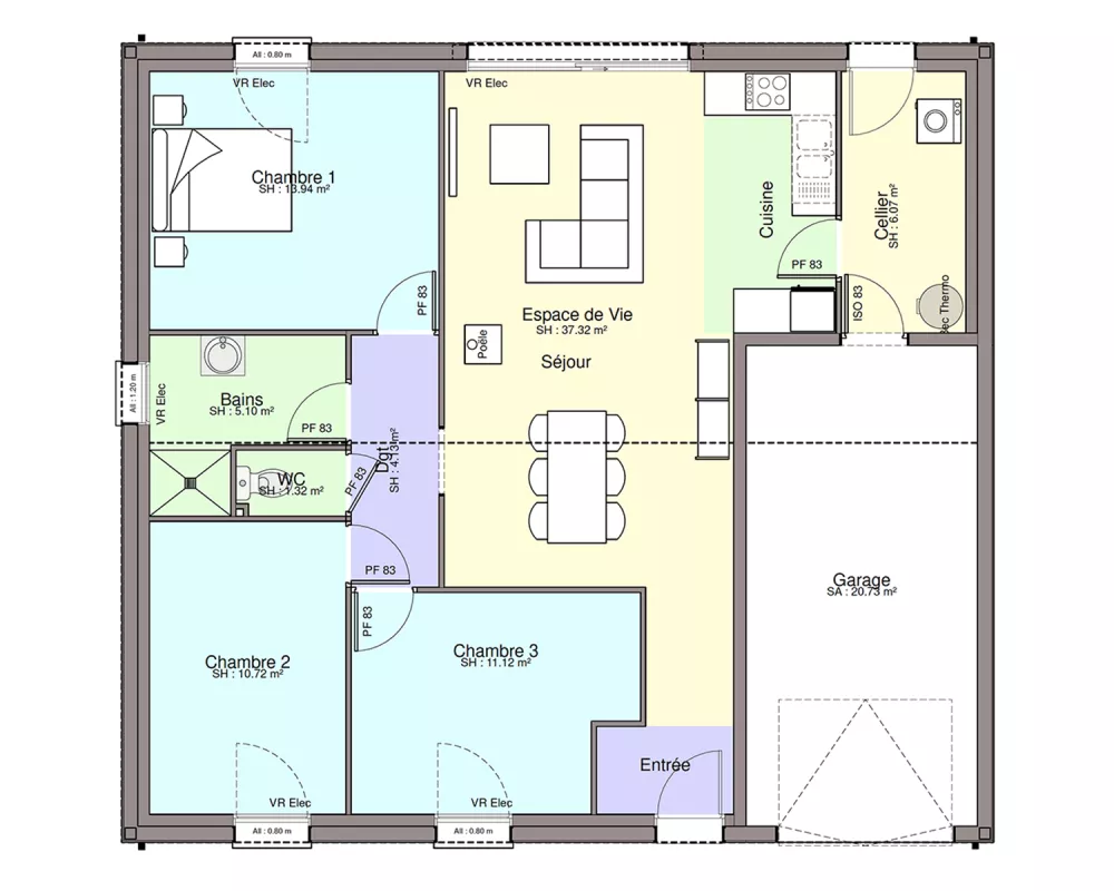 Image du modèle de maison PLAN RDC-sans cotes