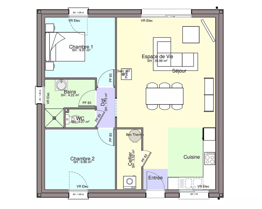 Image du modèle de maison PLAN RDC-sans cotes