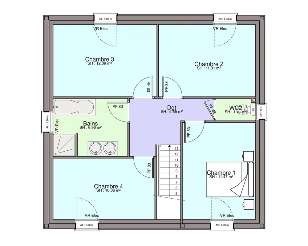 Image du modèle de maison PLAN ETAGE-sans cotes