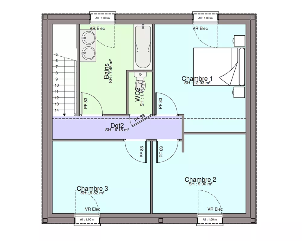 Image du modèle de maison PLAN ETAGE-sans cotes