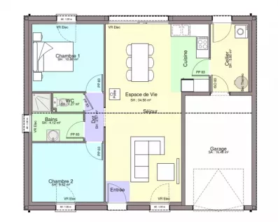 Image du modèle de maison PLAN BORA BORA 2CH NL-sans cotes
