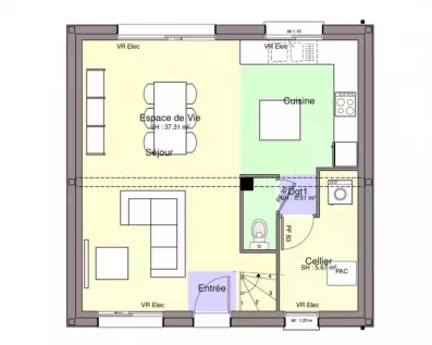 Image du modèle de maison PLAN RDC-TAHITI 1 NL - 3CH87-sans cotes