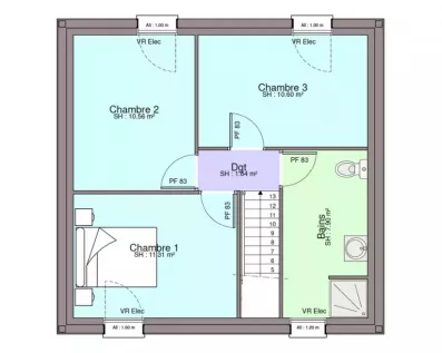 Image du modèle de maison PLAN ETAGE-TAHITI 2 NL - 3CH87-sans cotes