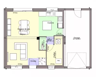 Image du modèle de maison PLAN RDC-TAHITI 2 NL - 3CH87-sans cotes