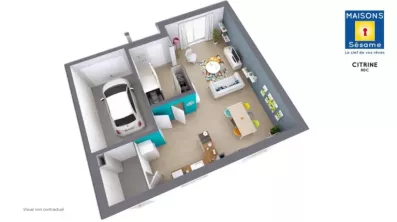 Image du modèle de maison 2017 04 CITRINE Axono RDC