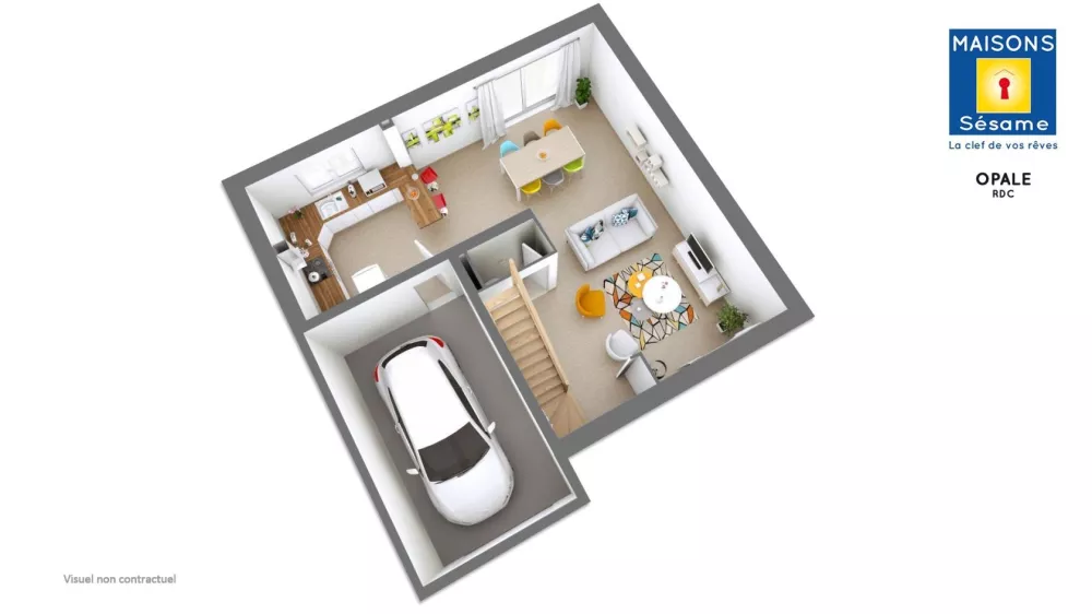 Image du modèle de maison 2017 04 OPALE Axono RDC