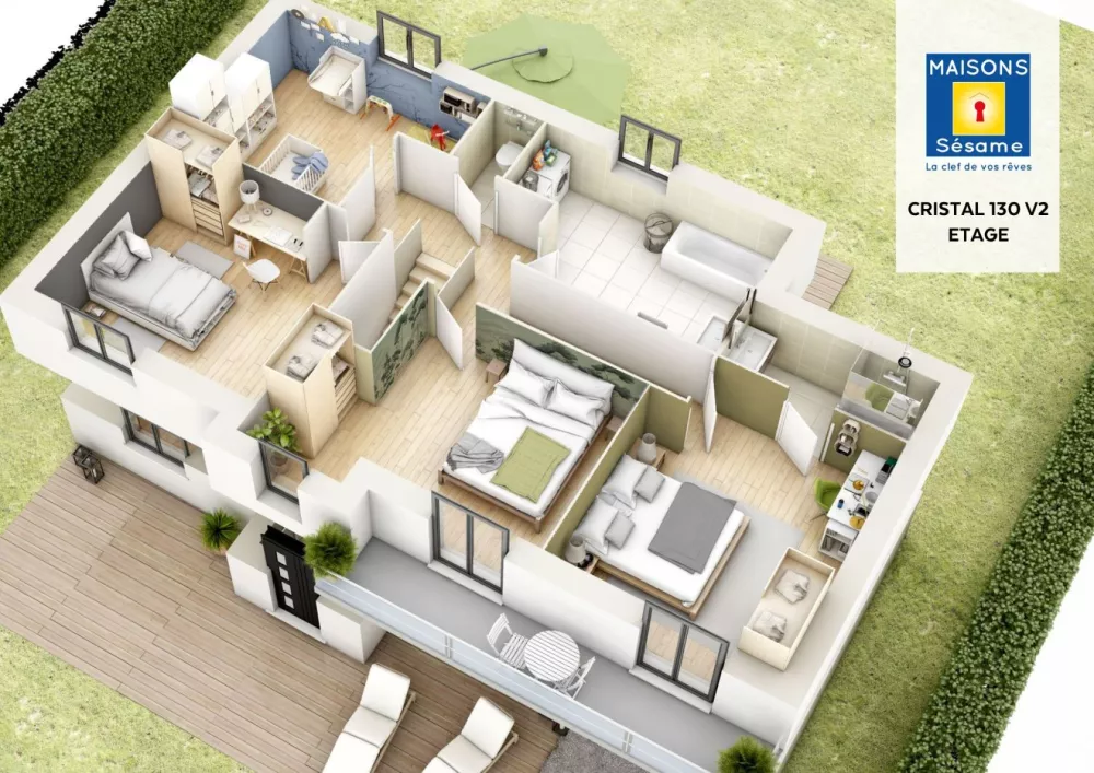 Image du modèle de maison cristal 130 v2 etage