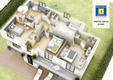 Image du modèle de maison cristal 130 v2 etage