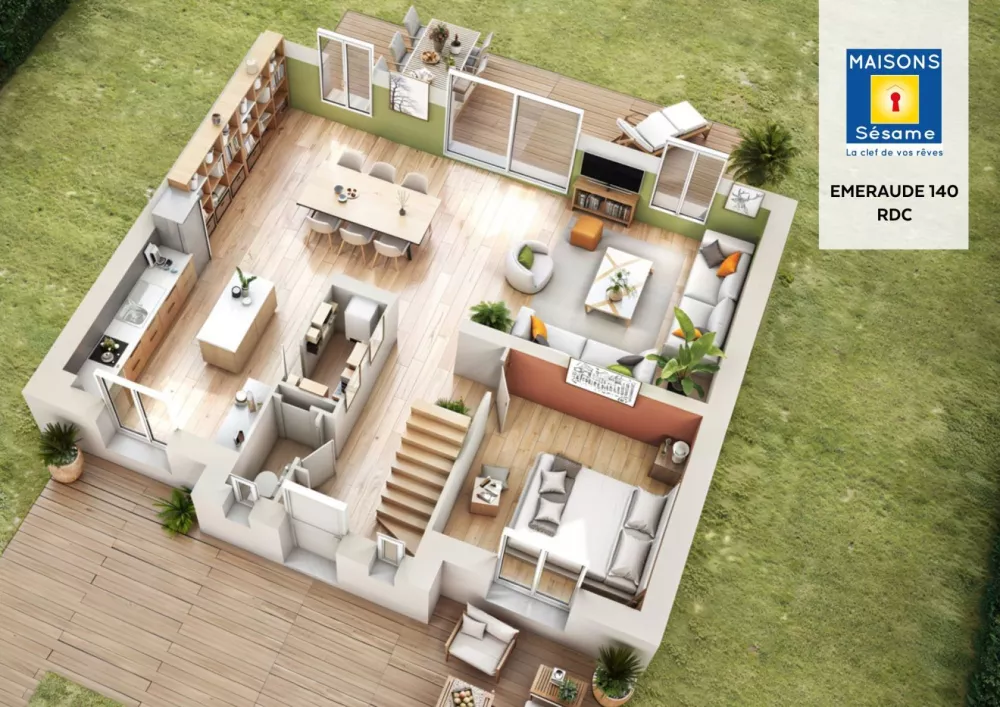 Image du modèle de maison emeraude 140 rdc