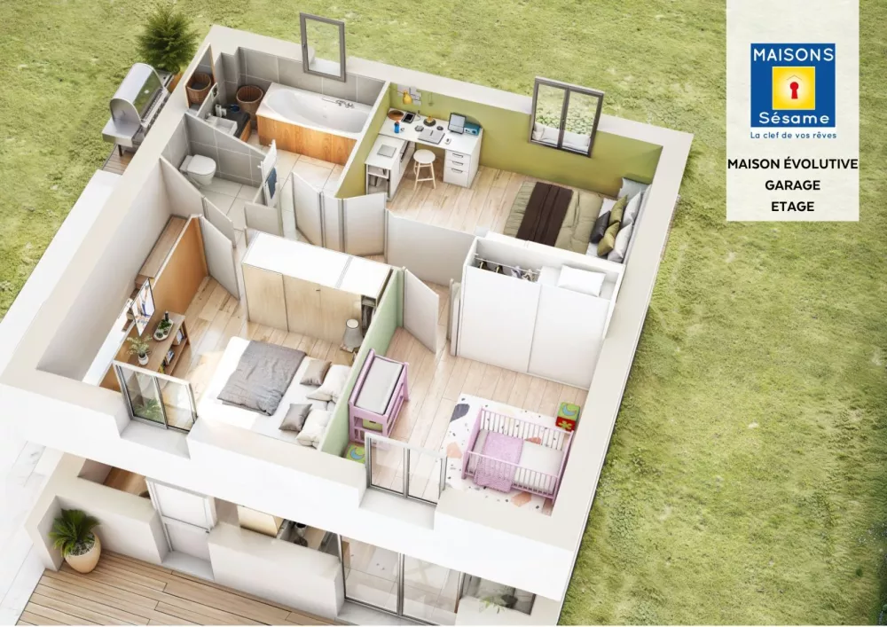 Image du modèle de maison evolutive garage etage
