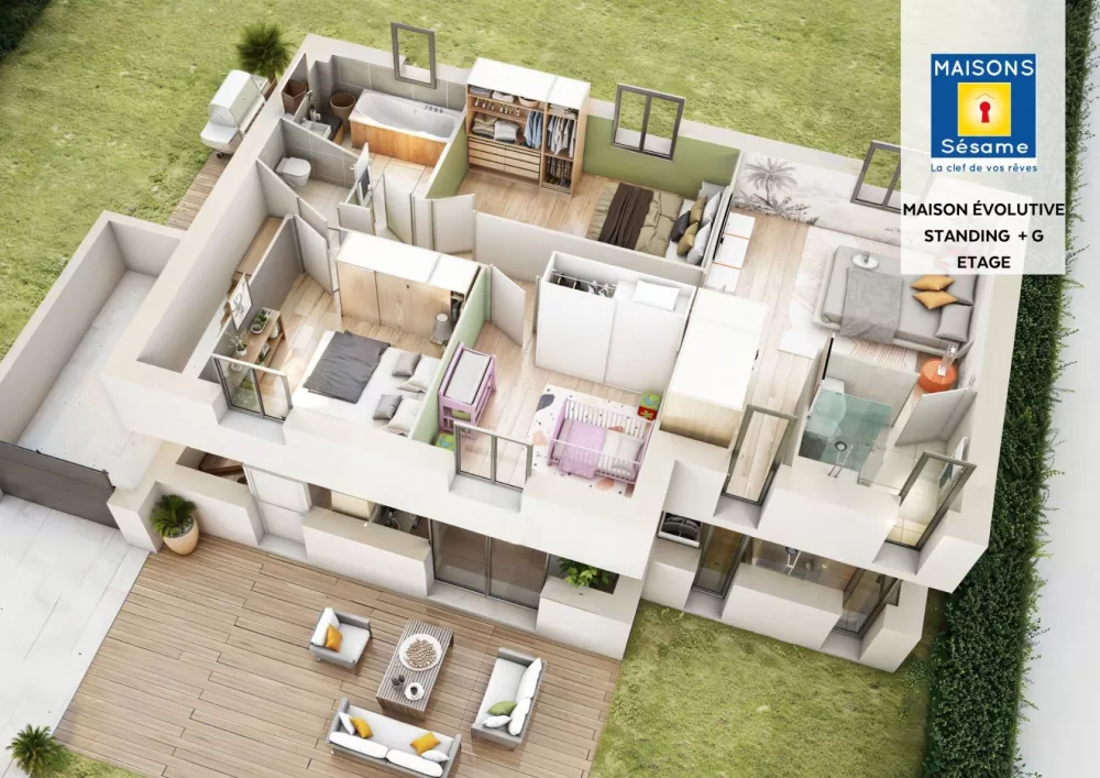 Image du modèle de maison evolutive standing garage etage